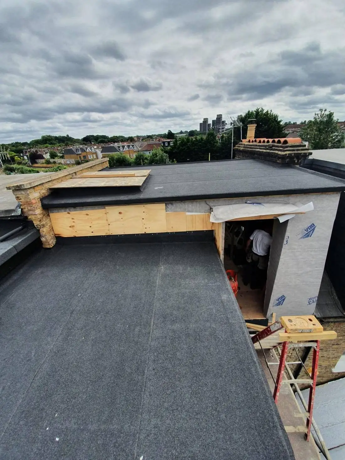 A flat roof finished in new membrane